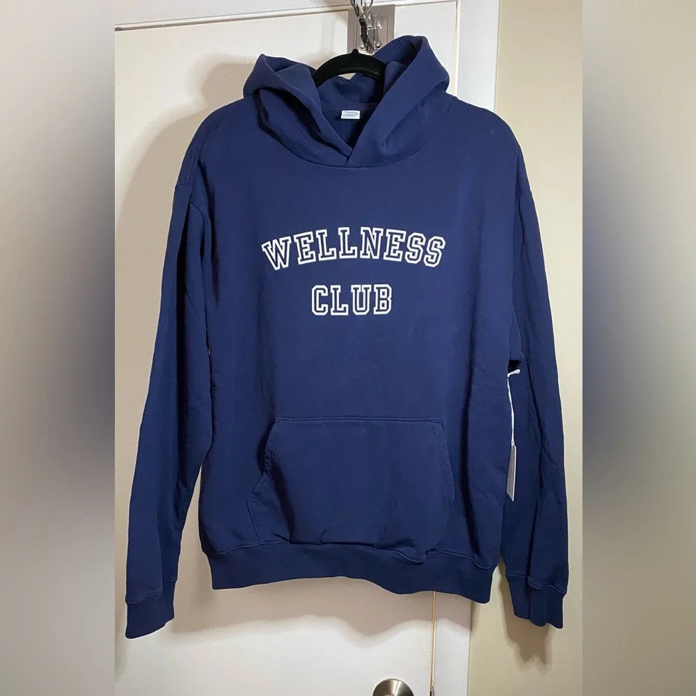 NWT Sporty & Health Navy Wellness Club Flocked Hoodie Size Large - Picture 5 of 15